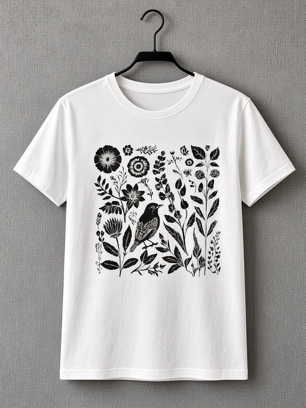 Floral Bird Graphic Short Sleeve Tee